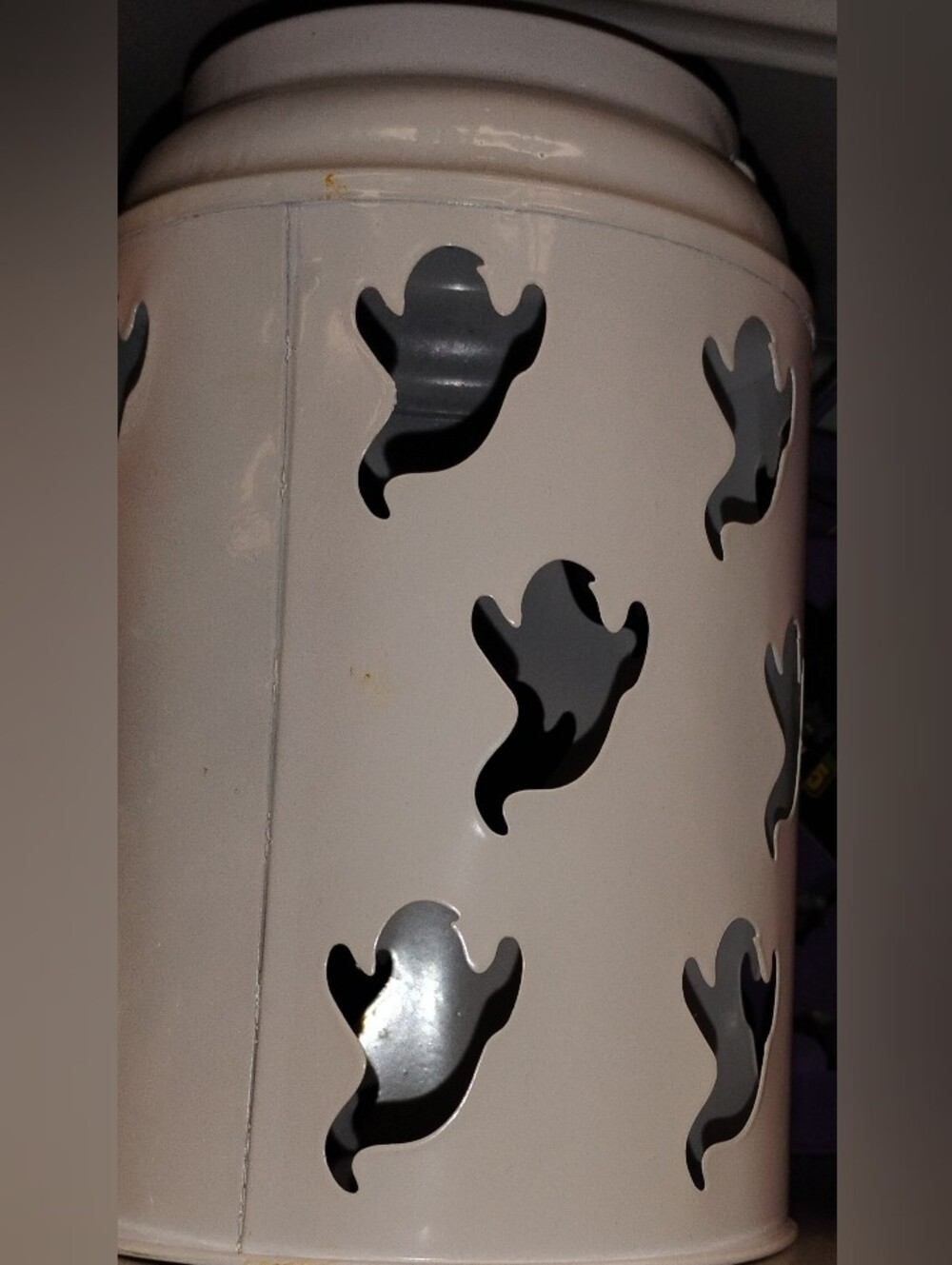 White Ghost Cutout Metal Accent Lantern